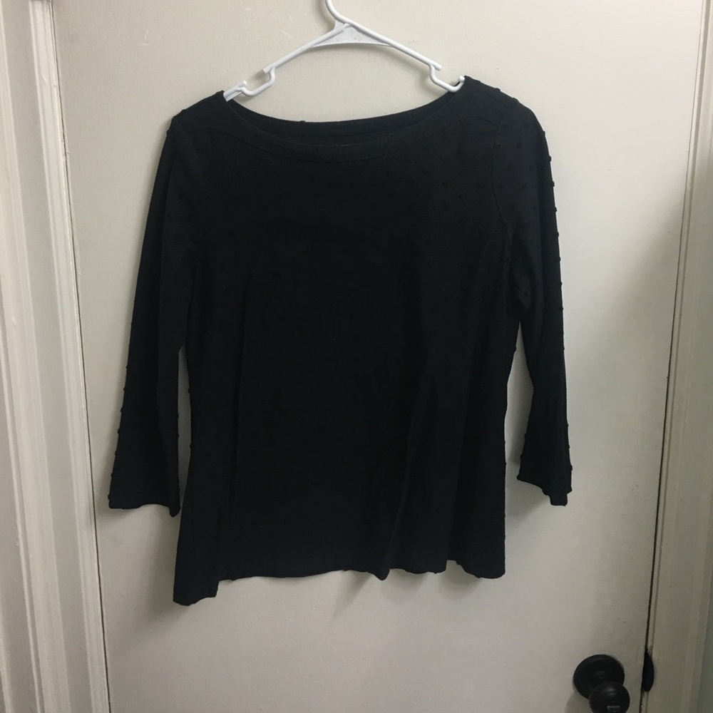Black Loft blouse with black polka dots